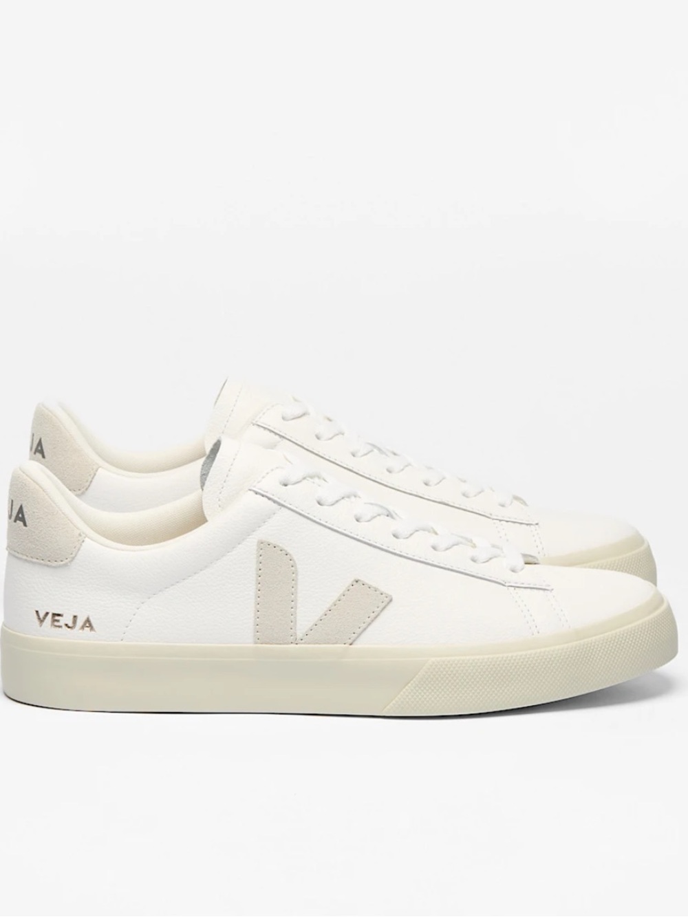 Veja womens White Sneakers with Beige Accents